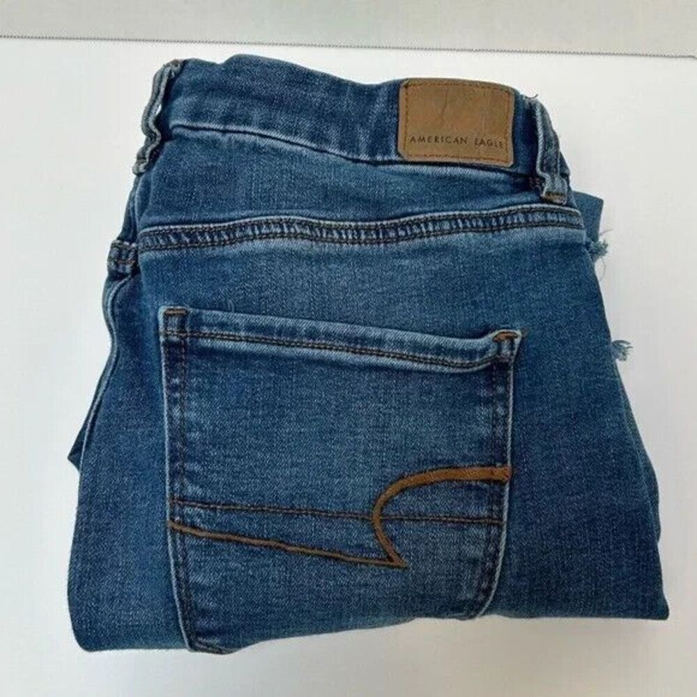 American Eagle Super Stretch Curvy Super Hi-Rise Jegging Distressed Destroyed 10